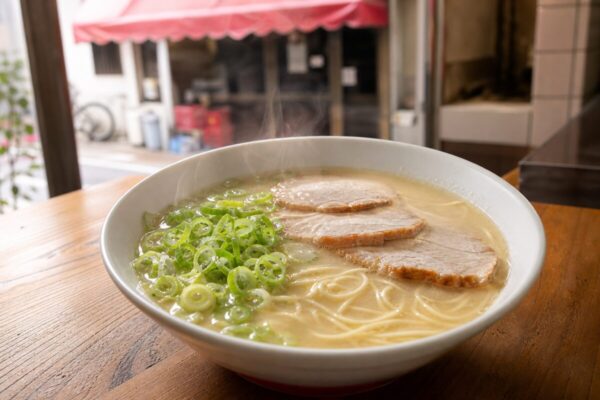 ふくちゃんラーメン田隈本店の豚骨ラーメンを実写参考で再構成したイメージ