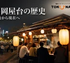 夜の福岡の屋台と福岡屋台の歴史・戦後から現在への文字を組み合わせたアイキャッチ画像