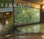 薬王寺温泉 山の音の森に囲まれた貸切家族風呂を表現したイラスト（イメージ）