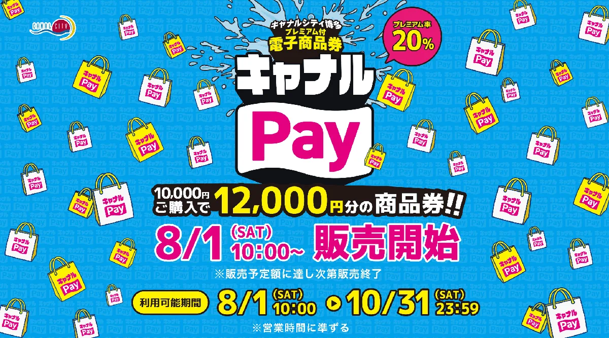 キャナルPay2026は1万円で1万2,000円分、8月1日販売開始、10月31日まで利用できると案内する公式画像