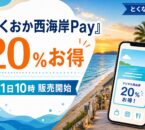 ふくおか西海岸Payは20％お得、9月1日10時販売開始と案内する海辺の文字入りアイキャッチ