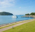 福岡市西区の海辺、能古島、フェリー、釣り桟橋を表現した観光イメージ