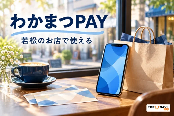 わかまつPAYを案内する買い物・利用場面のイメージ。若松のお店で使える。
