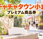 買い物袋と紙券を使ってチャチャタウン小倉のプレミアム商品券を案内するイメージ