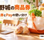 大野城の商品券の紙券とPayの使い分けを案内する買い物の紹介イメージ
