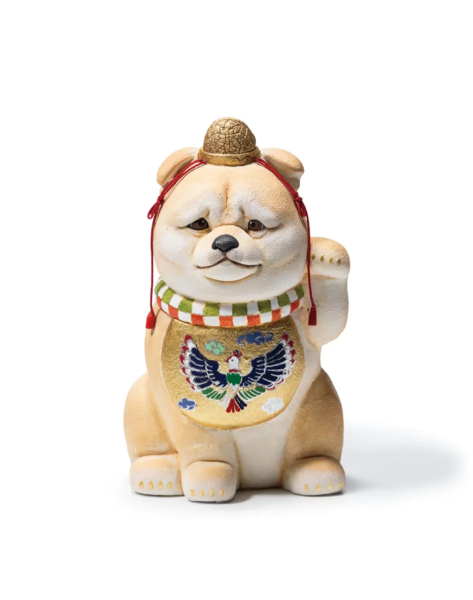 田中勇気による招き犬の博多人形